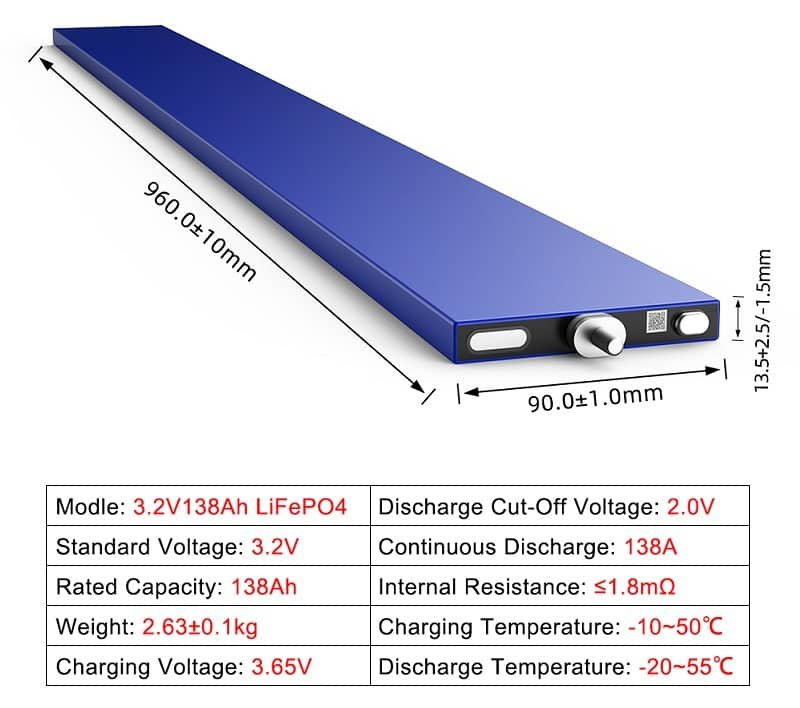eve 3.2v 138ah lithium battery cell data